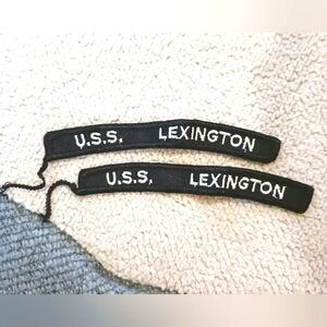 U.S.S. LEXINGTON Authentic Vintage Naval Shoulder Stripe Patches Set Of 2